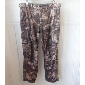 Cabelas Pants Mens 32 Brown Camo Classic Fit Soft Stretch Cargo Zip Pockets Hunt